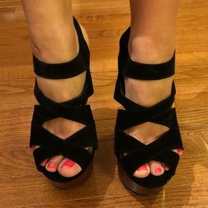 JustFab Black Wedges